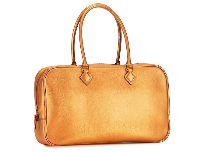 Hermès Plume Elan 28 in Capra Coromandel Metallico Arancione - vista 2