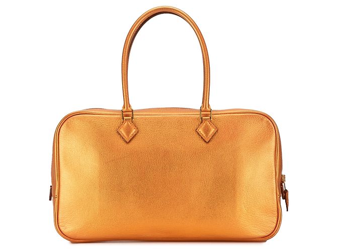 Hermès Plume Elan 28 in Capra Coromandel Metallico Arancione - vista 3