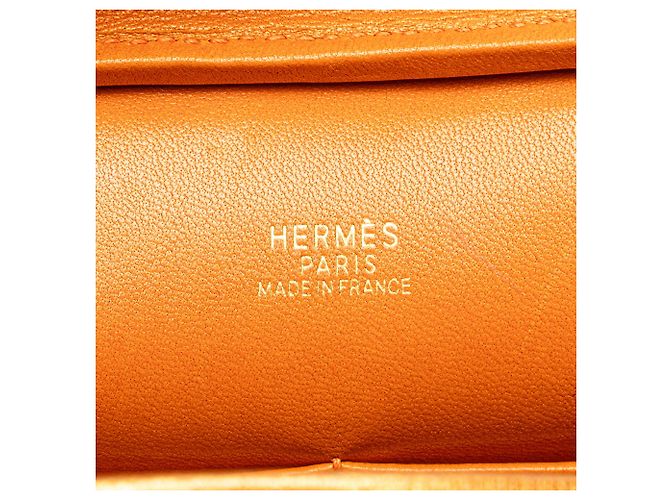 Hermès Plume Elan 28 in Capra Coromandel Metallico Arancione - vista 6