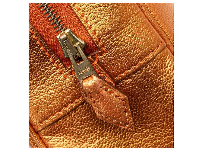 Hermès Plume Elan 28 in Capra Coromandel Metallico Arancione - vista 7