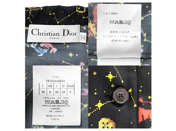 Camisa de seda twill pixel Zodiac Christian Dior Negro - vista 10