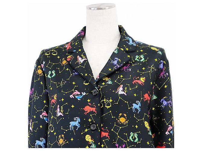 Camisa de seda twill pixel Zodiac Christian Dior Negro - vista 2