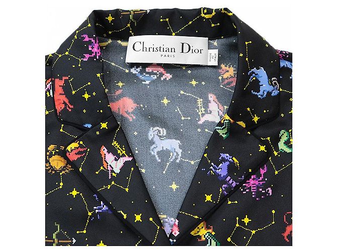 Camisa de seda twill pixel Zodiac Christian Dior Negro - vista 8