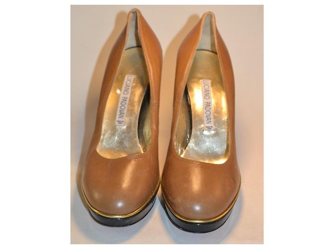 Luciano Padovan Leder Pumps Braun Gold Größe 37 - Ansicht 2