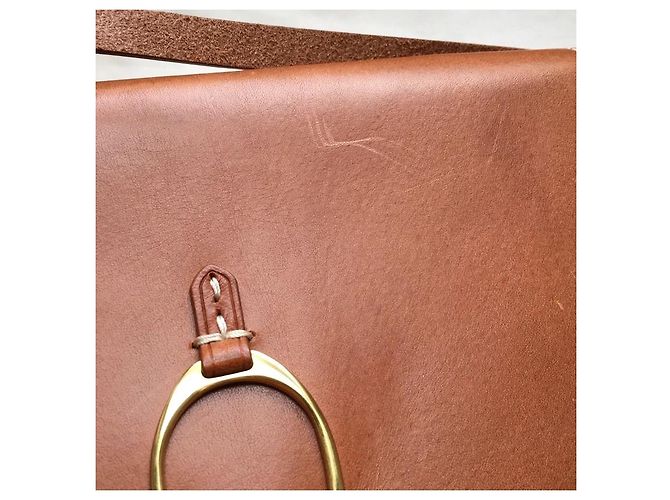 Mini Clutch Ralph Lauren in Pelle Cognac Camel Cammello - vista 12