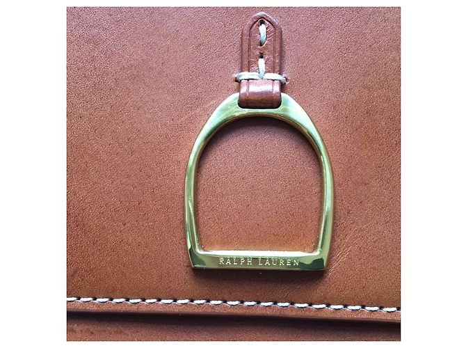 Mini Clutch Ralph Lauren in Pelle Cognac Camel Cammello - vista 5