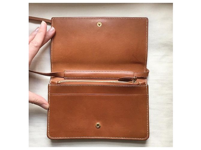 Mini Clutch Ralph Lauren in Pelle Cognac Camel Cammello - vista 6