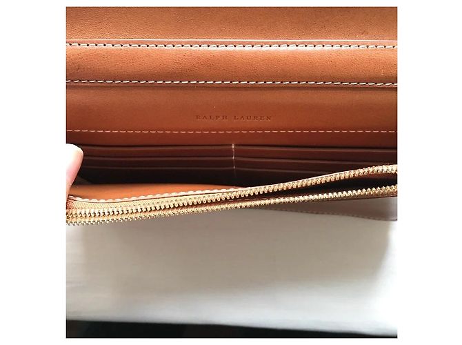 Mini Clutch Ralph Lauren in Pelle Cognac Camel Cammello - vista 7