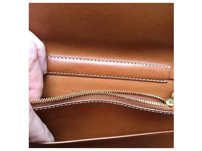 Mini Clutch Ralph Lauren in Pelle Cognac Camel Cammello - vista 8