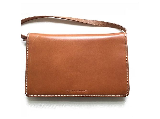 Mini Clutch Ralph Lauren in Pelle Cognac Camel Cammello - vista 9