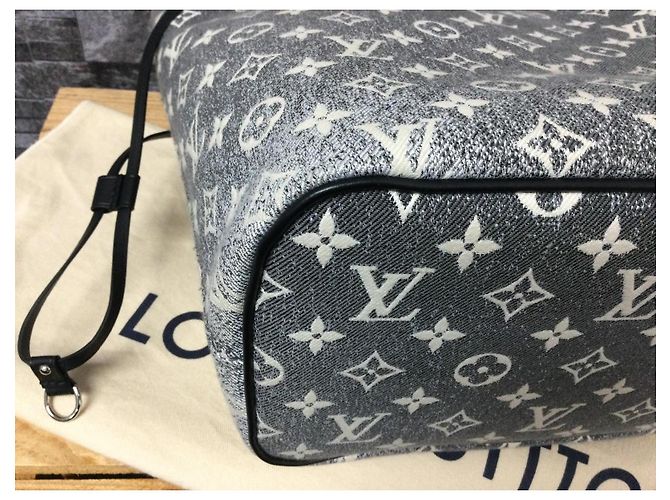 Louis Vuitton Neverfull MM Jaquard Denim Monogram  FullSet Anthrazitgrau - Ansicht 12