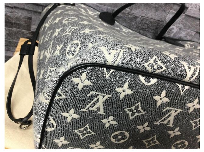 Louis Vuitton Neverfull MM Jaquard Denim Monogram  FullSet Anthrazitgrau - Ansicht 3