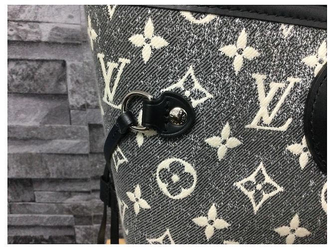 Louis Vuitton Neverfull MM Jaquard Denim Monogram  FullSet Anthrazitgrau - Ansicht 4