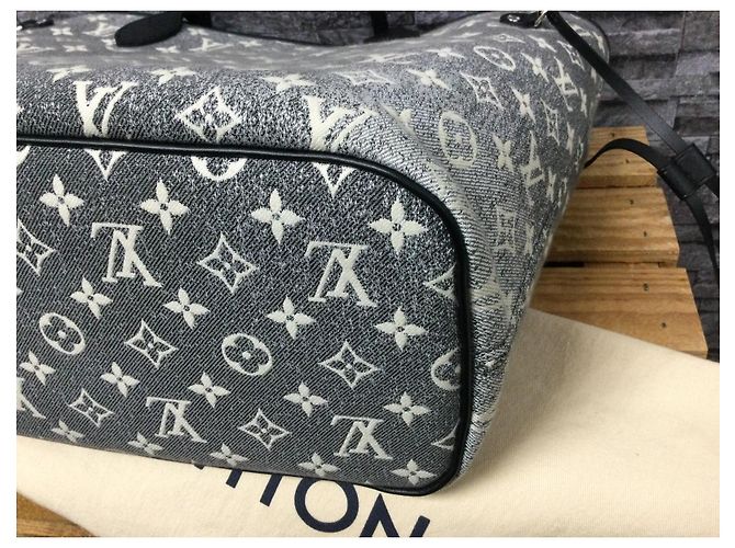 Louis Vuitton Neverfull MM Jaquard Denim Monogram  FullSet Anthrazitgrau - Ansicht 5