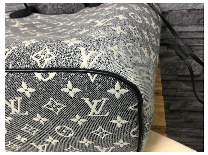 Louis Vuitton Neverfull MM Jaquard Denim Monogram  FullSet Anthrazitgrau - Ansicht 6