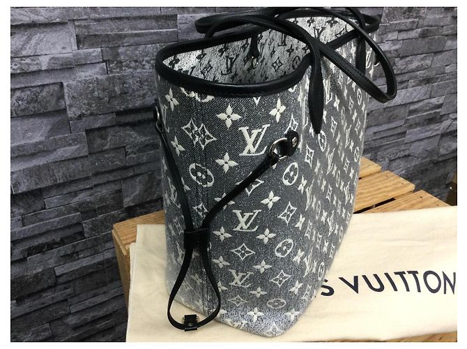 Louis Vuitton Neverfull MM Jaquard Denim Monogram  FullSet Anthrazitgrau - Ansicht 7