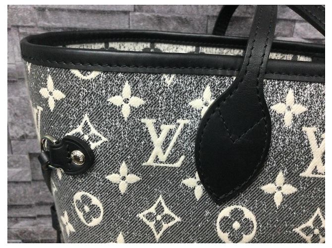 Louis Vuitton Neverfull MM Jaquard Denim Monogram  FullSet Anthrazitgrau - Ansicht 9