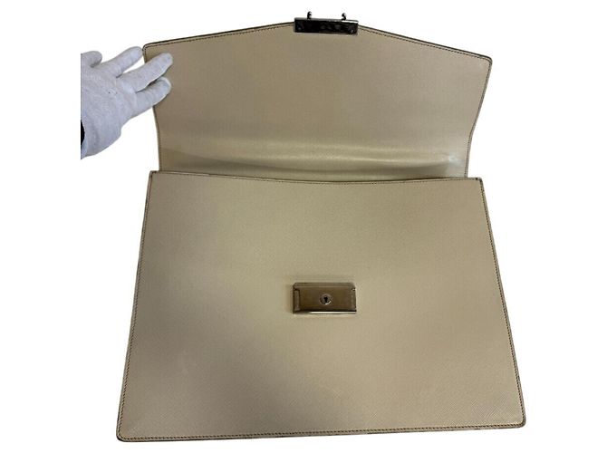 Maletín Prada Saffiano Blanco Beige - vista 6