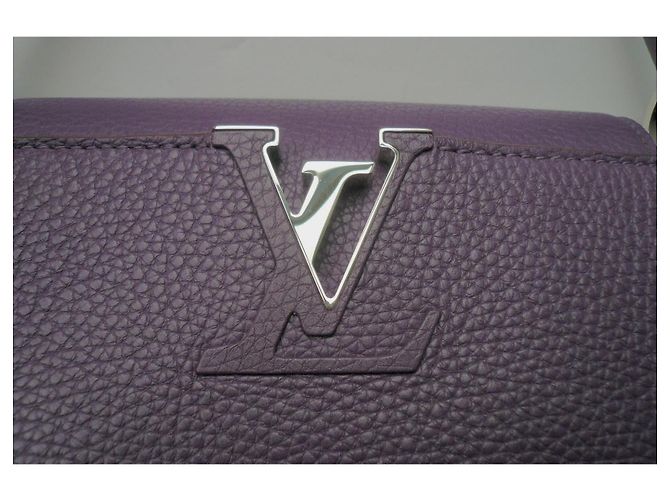 LOUIS VUITTON BORSA LV CAPUCINES PELLE TAURILLON CLEMENCE VIOLA ECCELLENTE CONDIZIONE MM Porpora - vista 10