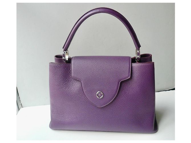 LOUIS VUITTON BORSA LV CAPUCINES PELLE TAURILLON CLEMENCE VIOLA ECCELLENTE CONDIZIONE MM Porpora - vista 2