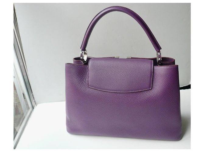 LOUIS VUITTON BORSA LV CAPUCINES PELLE TAURILLON CLEMENCE VIOLA ECCELLENTE CONDIZIONE MM Porpora - vista 3