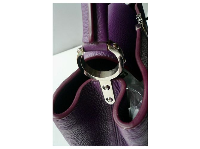 LOUIS VUITTON BORSA LV CAPUCINES PELLE TAURILLON CLEMENCE VIOLA ECCELLENTE CONDIZIONE MM Porpora - vista 6