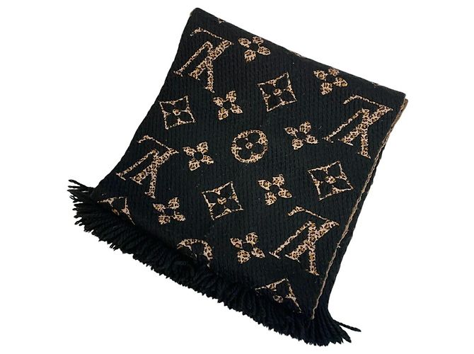 Chal de lana y seda negra Louis Vuitton Negro - vista 3