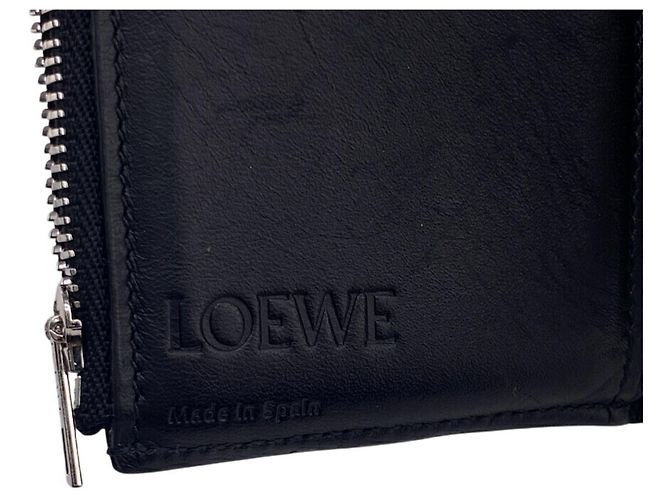 Cartera tri-fold de lino Anagram Loewe Negro - vista 10