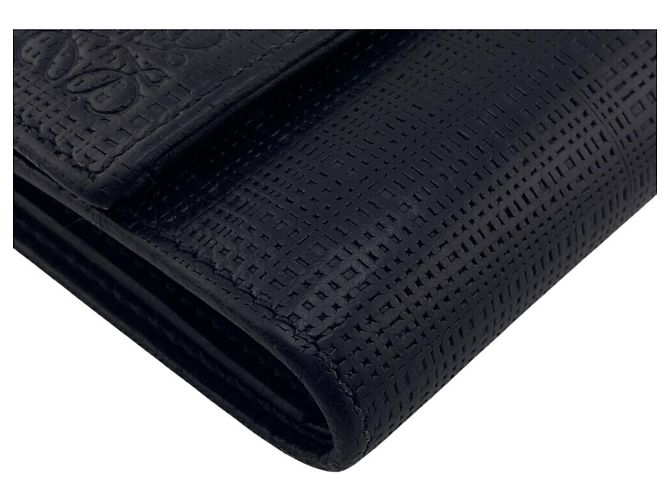 Cartera tri-fold de lino Anagram Loewe Negro - vista 4