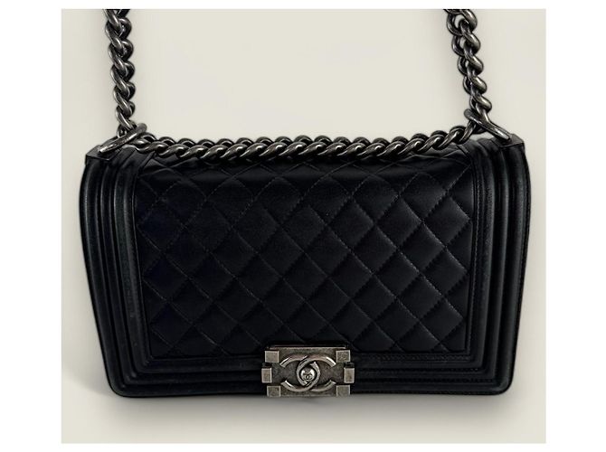 Chanel Boy medio vintage in pelle di agnello nera Nero - vista 16