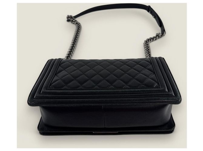 Chanel Boy medio vintage in pelle di agnello nera Nero - vista 19