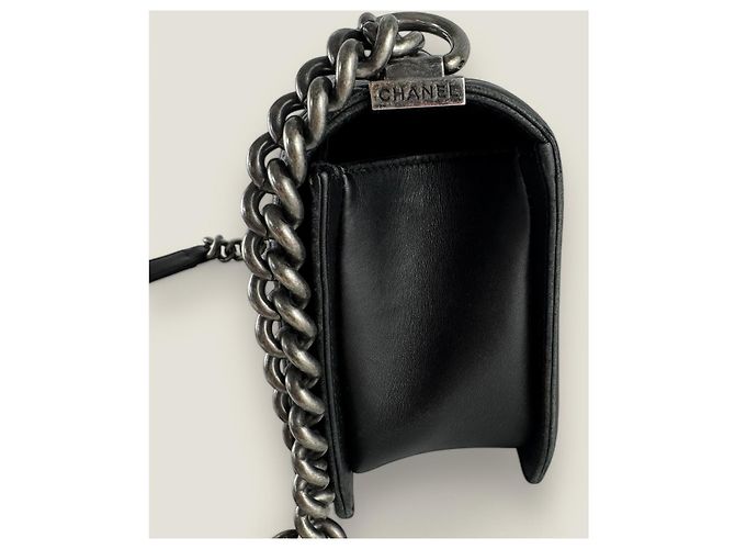 Chanel Boy medio vintage in pelle di agnello nera Nero - vista 5
