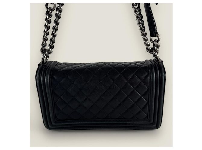 Chanel Boy medio vintage in pelle di agnello nera Nero - vista 6