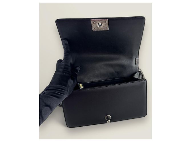 Chanel Boy medio vintage in pelle di agnello nera Nero - vista 8