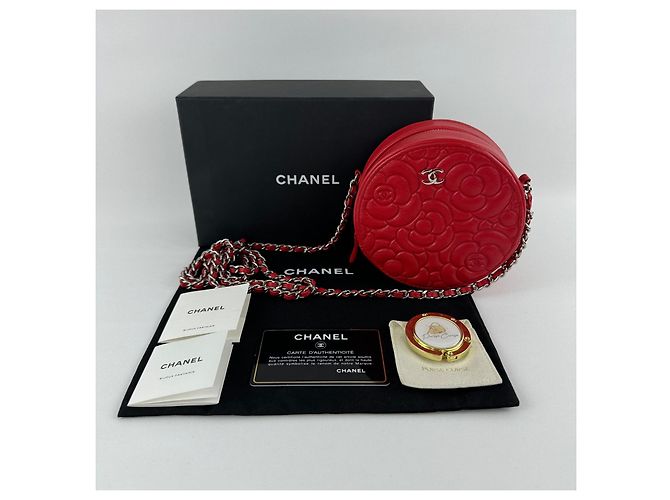Borsa rotonda camelia Chanel Rosso - vista 3
