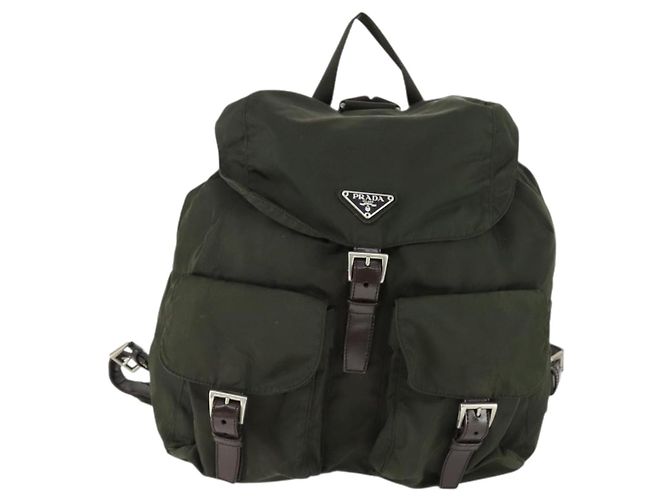 PRADA Backpack Nylon Khaki Silver Auth 165432 Silvery - view 13