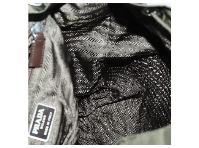 PRADA Backpack Nylon Khaki Silver Auth 165432 Silvery - view 23