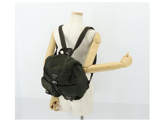 PRADA Backpack Nylon Khaki Silver Auth 165432 Silvery - view 28
