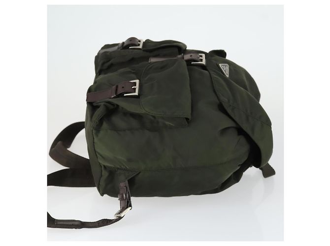 PRADA Backpack Nylon Khaki Silver Auth 165432 Silvery - view 3