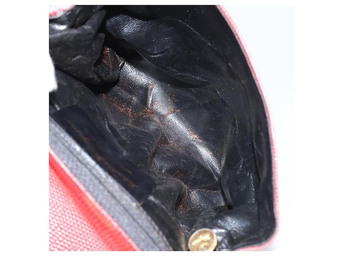 Borsa a Spalla Gancini in Pelle Rossa e Oro Auth 159844 di Salvatore Ferragamo Rosso D'oro - vista 10