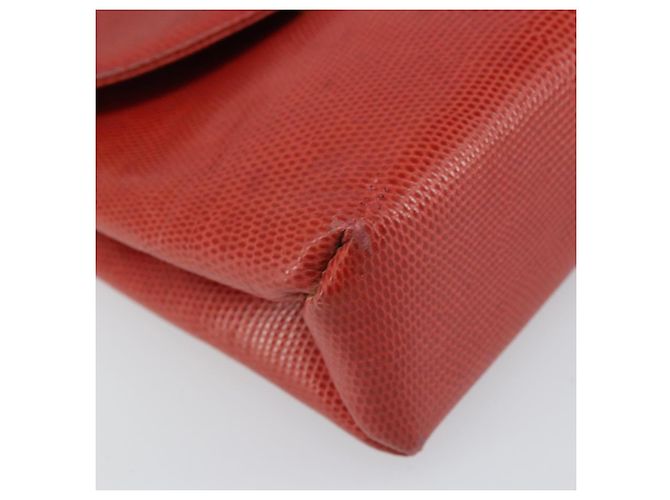 Borsa a Spalla Gancini in Pelle Rossa e Oro Auth 159844 di Salvatore Ferragamo Rosso D'oro - vista 15