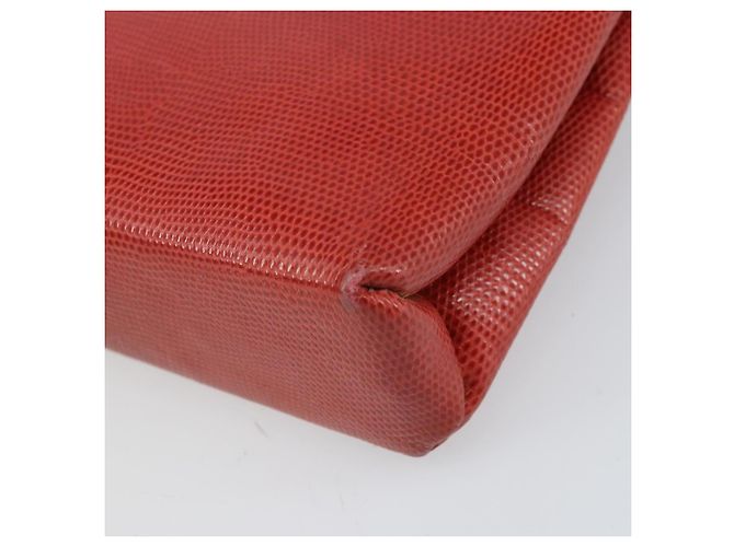 Borsa a Spalla Gancini in Pelle Rossa e Oro Auth 159844 di Salvatore Ferragamo Rosso D'oro - vista 16