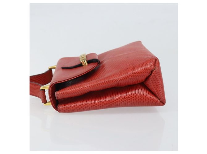 Borsa a Spalla Gancini in Pelle Rossa e Oro Auth 159844 di Salvatore Ferragamo Rosso D'oro - vista 4