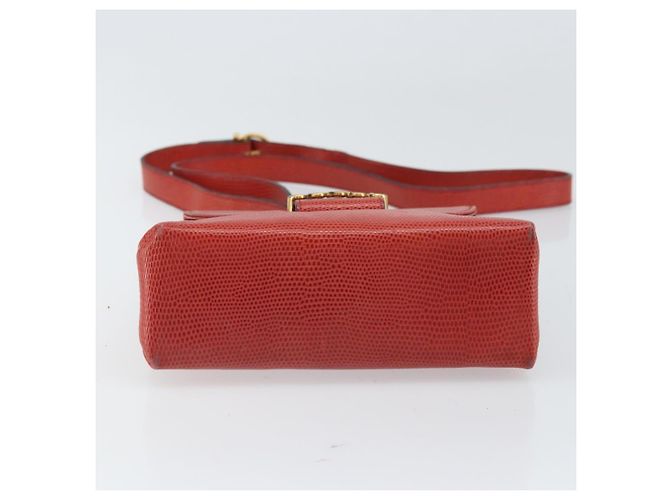 Borsa a Spalla Gancini in Pelle Rossa e Oro Auth 159844 di Salvatore Ferragamo Rosso D'oro - vista 5