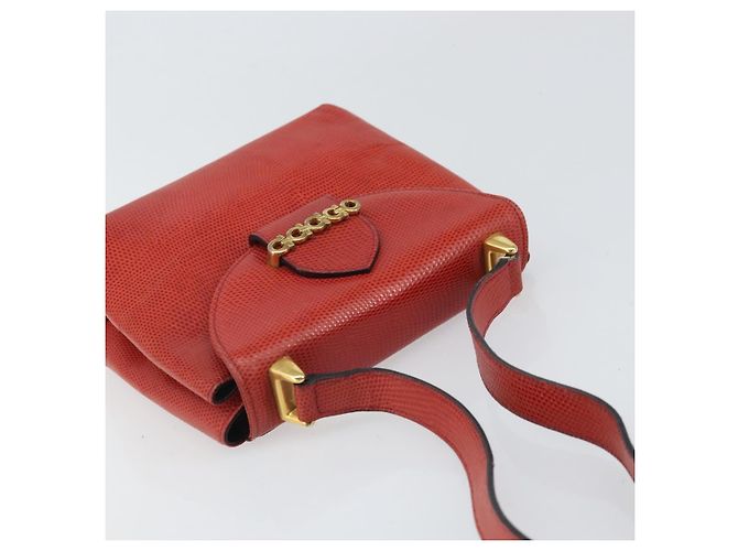 Borsa a Spalla Gancini in Pelle Rossa e Oro Auth 159844 di Salvatore Ferragamo Rosso D'oro - vista 6