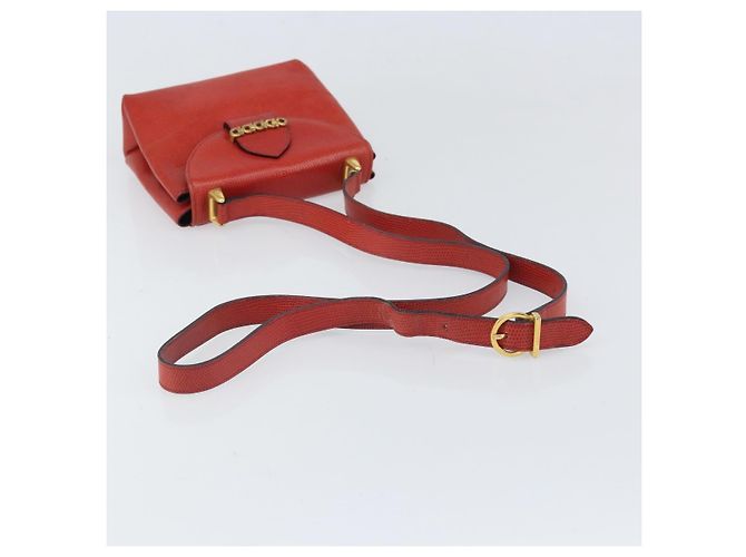 Borsa a Spalla Gancini in Pelle Rossa e Oro Auth 159844 di Salvatore Ferragamo Rosso D'oro - vista 7