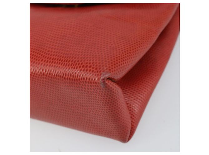 Borsa a Spalla Gancini in Pelle Rossa e Oro Auth 159844 di Salvatore Ferragamo Rosso D'oro - vista 8