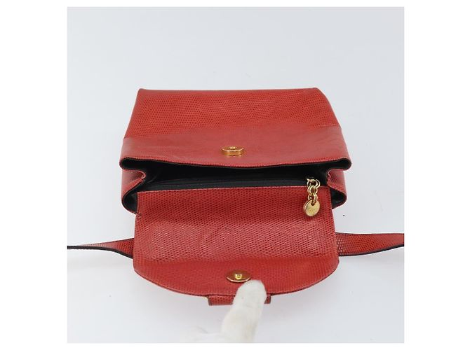Borsa a Spalla Gancini in Pelle Rossa e Oro Auth 159844 di Salvatore Ferragamo Rosso D'oro - vista 9