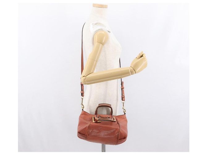 Chloé Borsa a mano in pelle Chloe Etel 2 in 1 marrone oro Auth hk3381 D'oro - vista 25