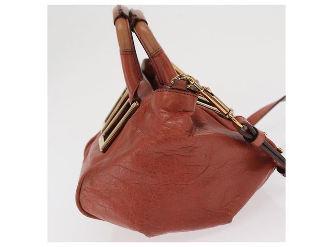 Chloé Borsa a mano in pelle Chloe Etel 2 in 1 marrone oro Auth hk3381 D'oro - vista 5